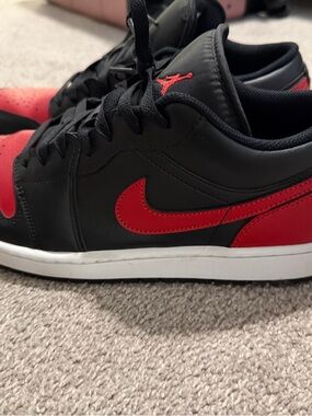 Nike/Jordan 1s Low-Top Sneaker in Black and Red